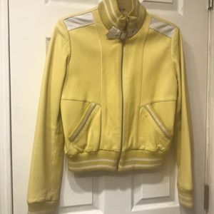 Ladies leather bomber yellow jacket